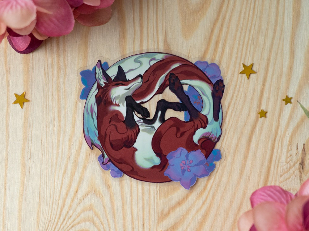 Floral Fox Clear Sticker