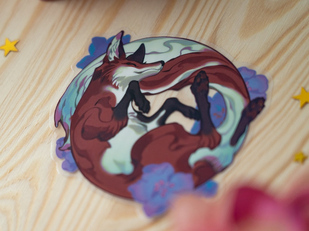 Floral Fox Clear Sticker