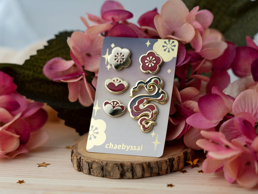 Cloud and Flowers - Enamel Pin Set
