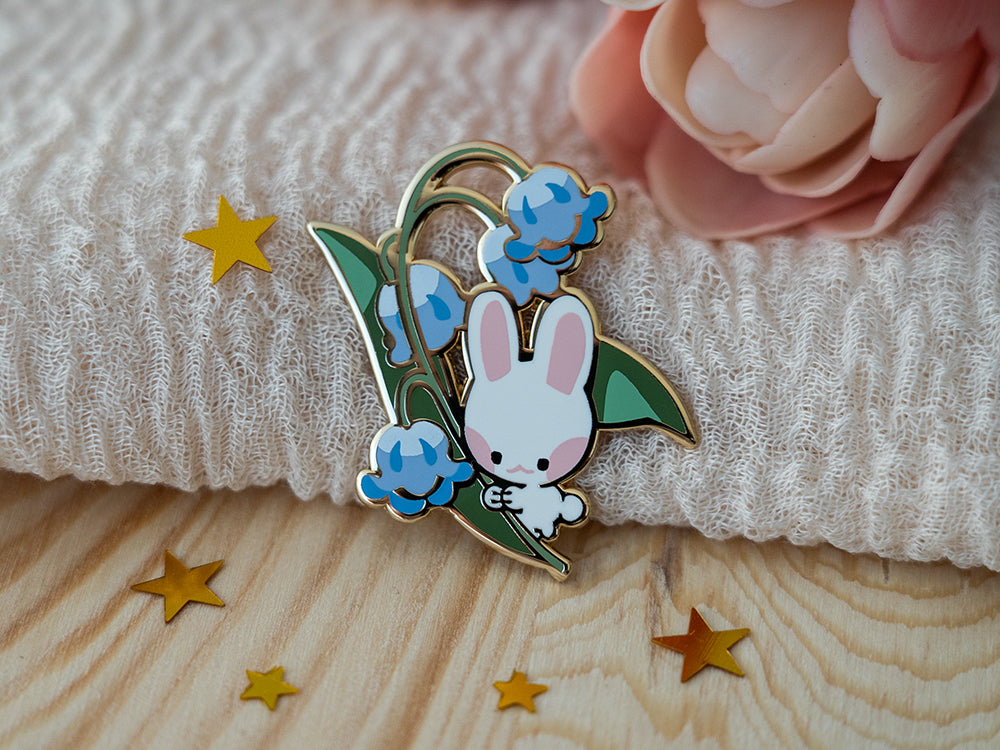 Lily of the valley bunny- Enamel Pin