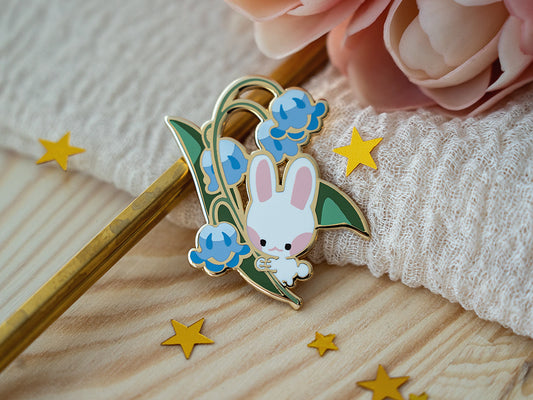 Lily of the valley bunny- Enamel Pin