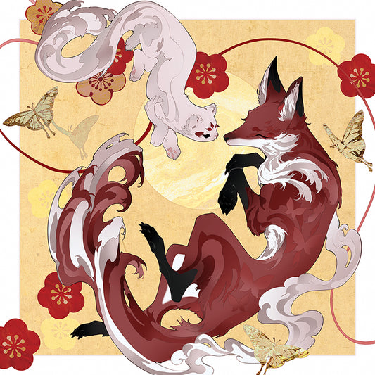Fox & Stoat - Pearl Print