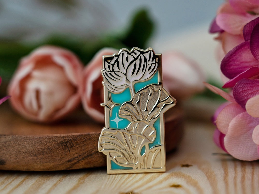 Stained Glass Lotus - Enamel Pin